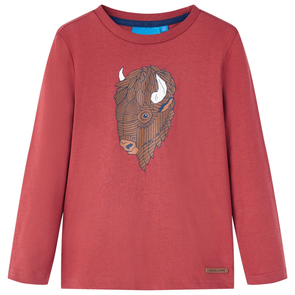 VidaXL Kindershirt mit langen Ärmeln 128 Rotbraun