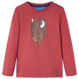 VidaXL Kindershirt mit langen Ärmeln 128 Rotbraun