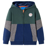 VidaXL Kinderstrickjacke mit Kapuze und Reißverschluss 128 Dunkelgrün
