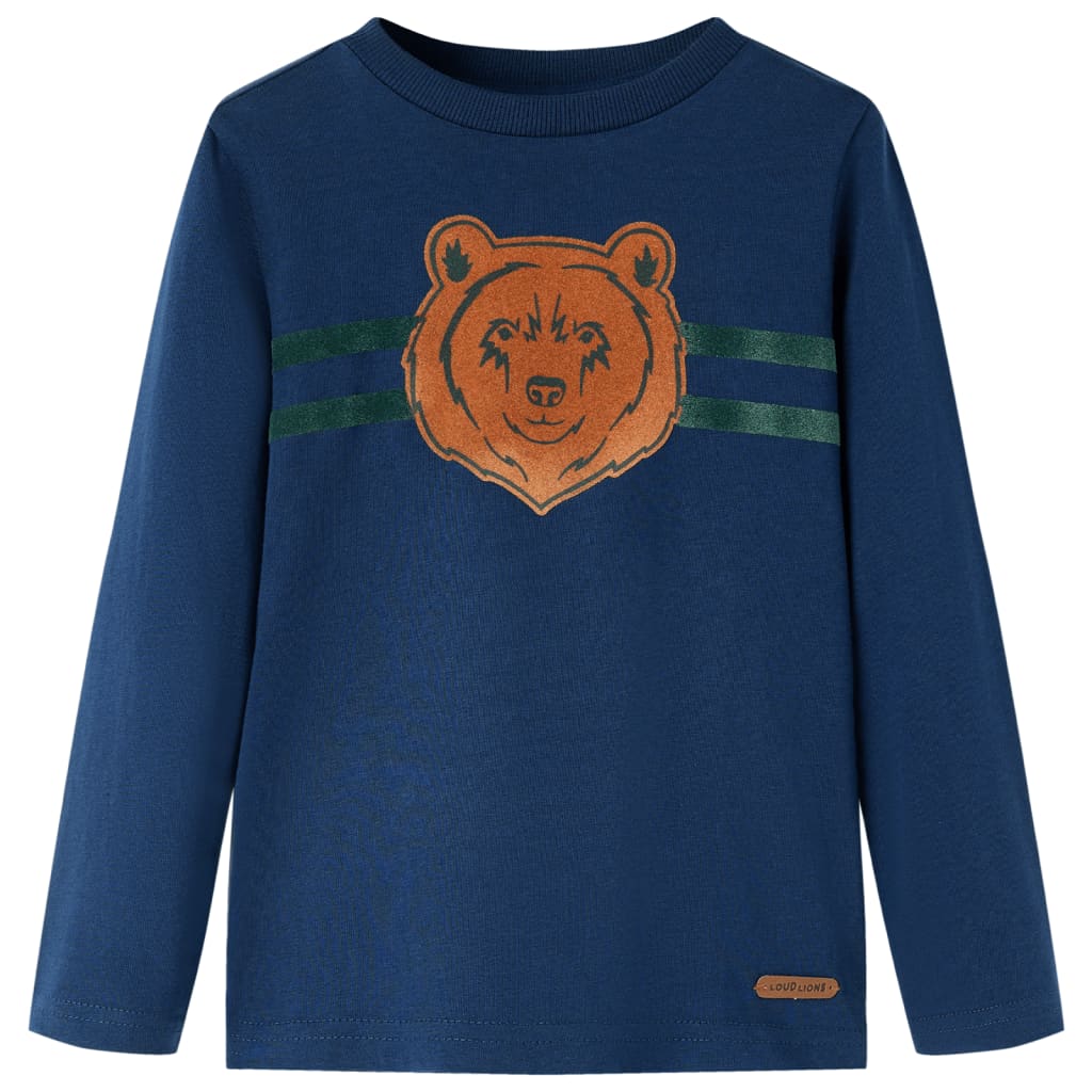 VidaXL Kindershirt mit langen Ärmeln 128 Marineblau