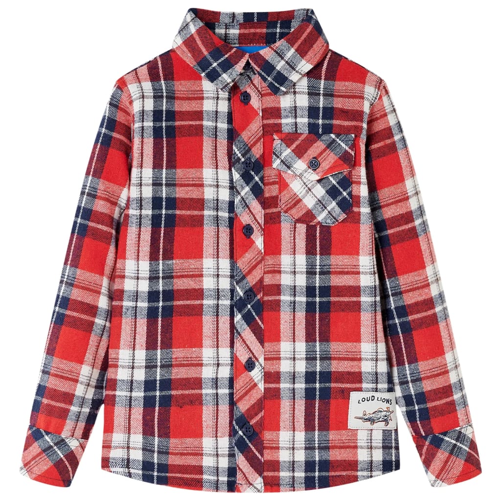 VidaXL Kinderhemd kariert 92 Rot und Marineblau