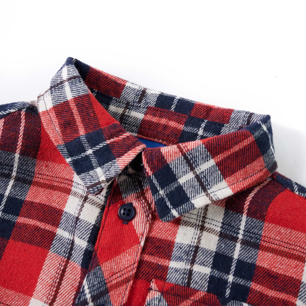 VidaXL Kinderhemd kariert 92 Rot und Marineblau