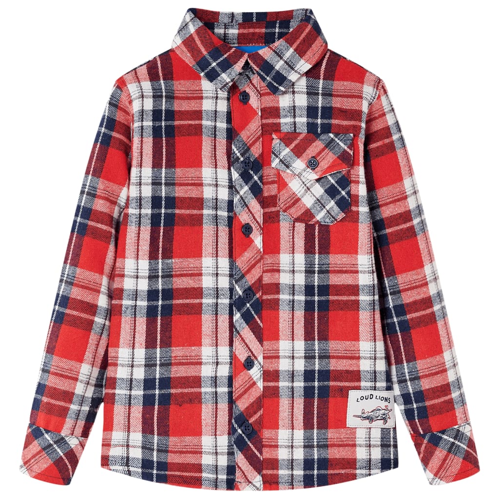 VidaXL Kinderhemd kariert 140 Rot und Marineblau