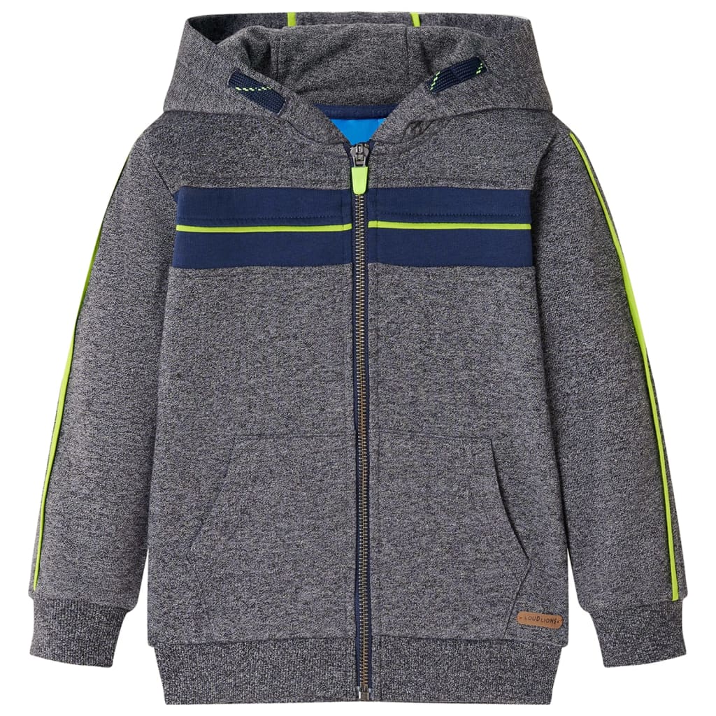 VidaXL Kinderstrickjacke mit Kapuze und Reißverschluss 92 grau gemischt
