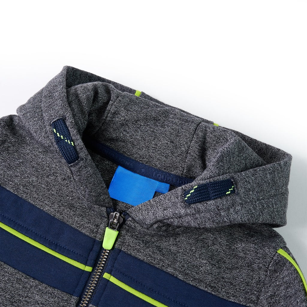 VidaXL Kinderstrickjacke mit Kapuze und Reißverschluss 128 grau gemischt