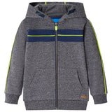 VidaXL Kinderstrickjacke mit Kapuze und Reißverschluss 140 grau gemischt