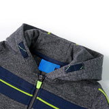 VidaXL Kinderstrickjacke mit Kapuze und Reißverschluss 140 grau gemischt