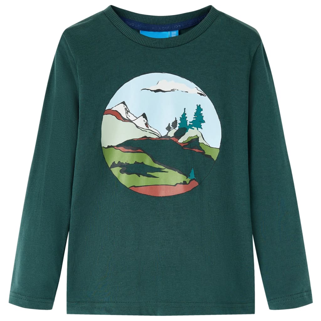 VidaXL Kindershirt mit langen Ärmeln 92 Dunkelgrün