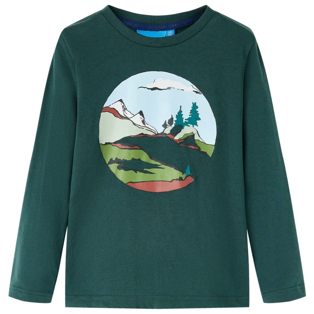 VidaXL Kindershirt mit langen Ärmeln 128 Dunkelgrün