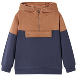 VidaXL Kinderpullover mit Kapuze, halber Reißverschluss 104 Anthrazit-Cognacfarben