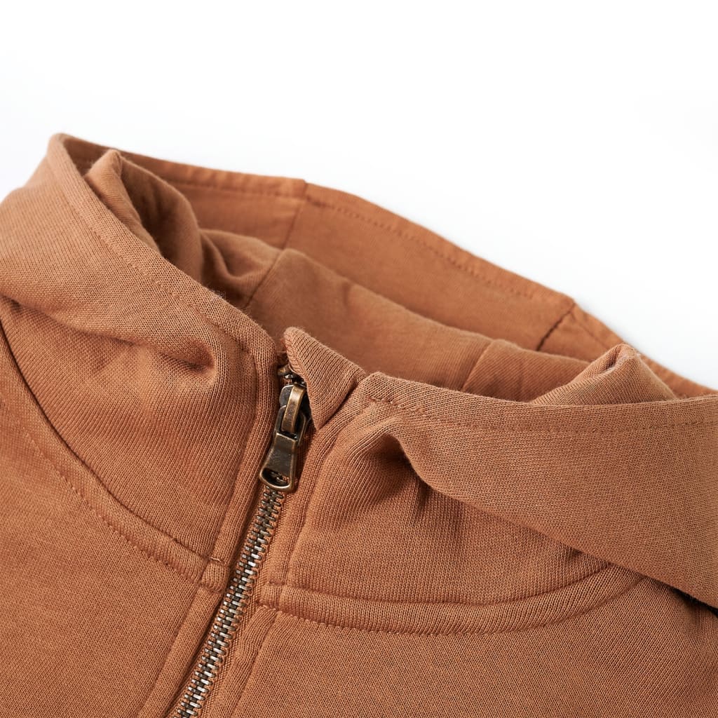 VidaXL Kinderpullover mit Kapuze, halber Reißverschluss 104 Anthrazit-Cognacfarben