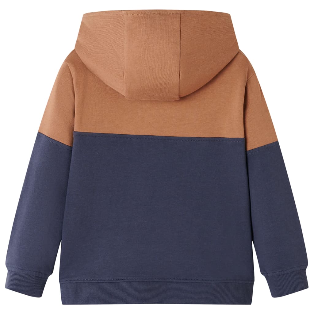 VidaXL Kinderpullover mit Kapuze, halber Reißverschluss 116 Anthrazit-Cognacfarben