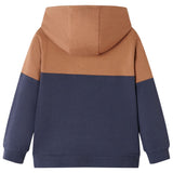 VidaXL Kinderpullover mit Kapuze, halber Reißverschluss 116 Anthrazit-Cognacfarben