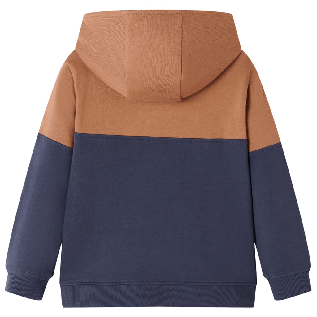 VidaXL Kinderpullover mit Kapuze, halber Reißverschluss 128 Anthrazit-Cognacfarben