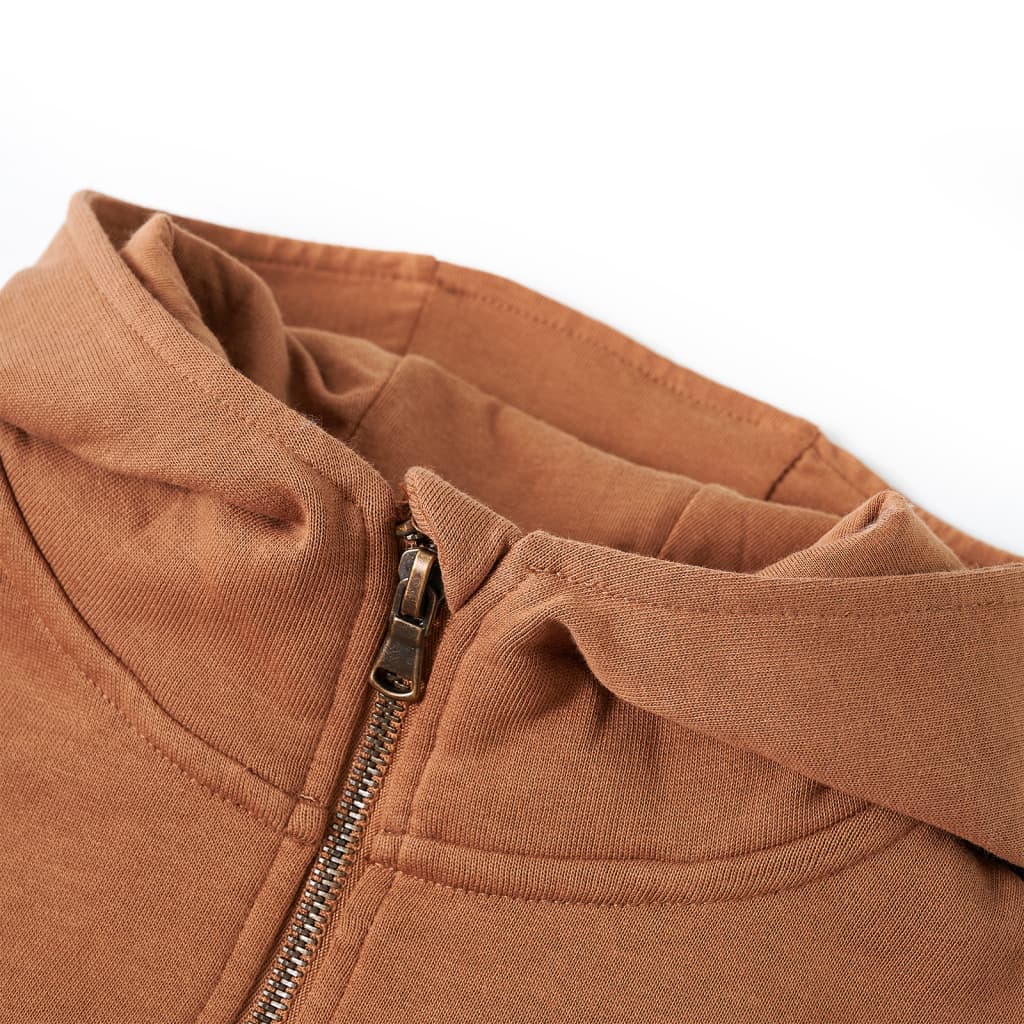 VidaXL Kinderpullover mit Kapuze, halber Reißverschluss 128 Anthrazit-Cognacfarben