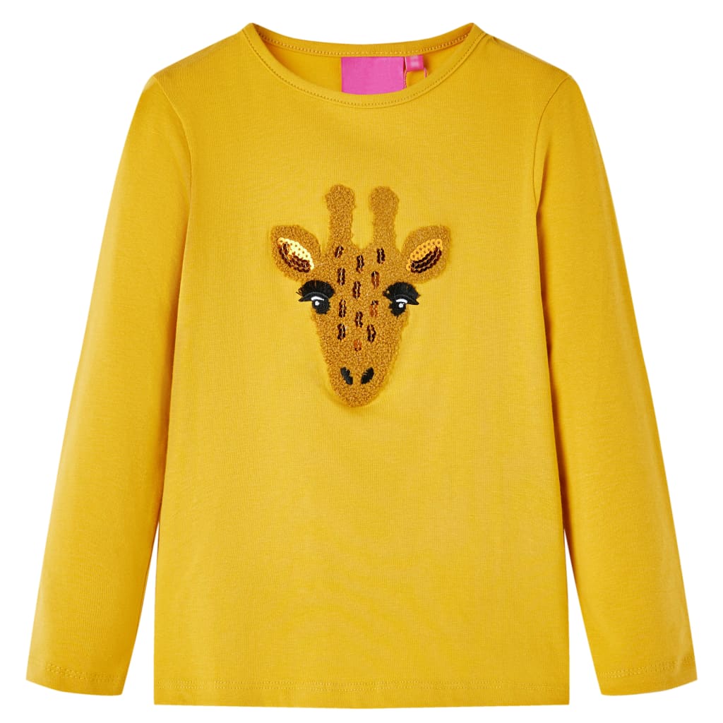 VidaXL Kindershirt mit langen Ärmeln 92 dunkles Ocker