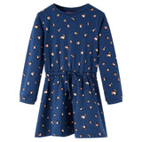 VidaXL Kinderkleid mit langen Ärmeln 128 Marineblau
