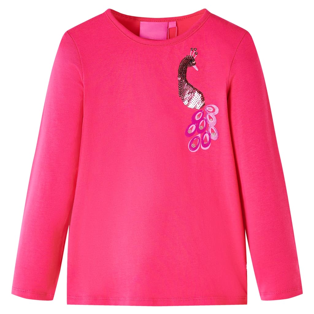 VidaXL Kindershirt mit langen Ärmeln 92 leuchtendes Rosa