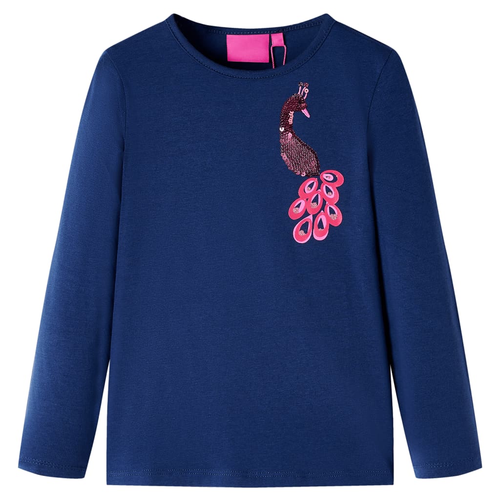 VidaXL Kindershirt mit langen Ärmeln 128 Marineblau