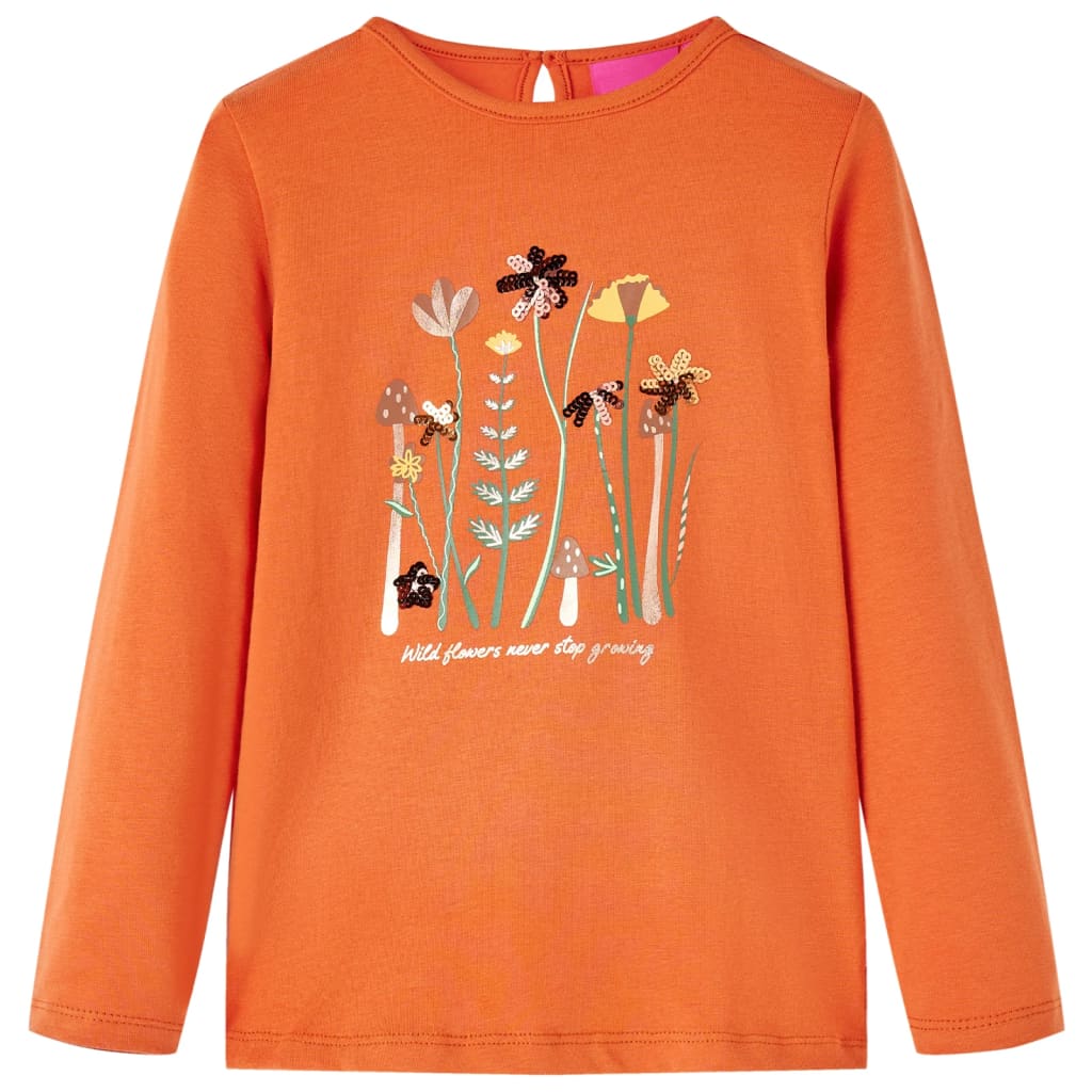 VidaXL Kindershirt mit langen Ärmeln 140 Orange-Braun