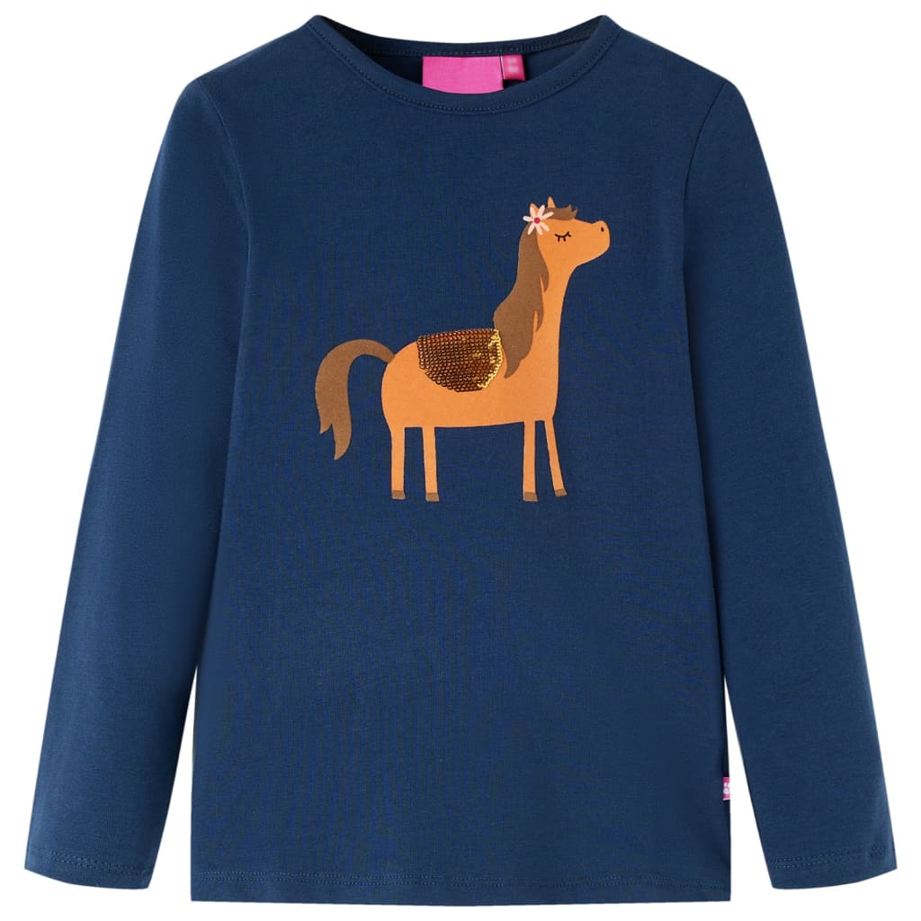 VidaXL Kindershirt mit langen Ärmeln 128 Marineblau