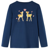 VidaXL Kindershirt mit langen Ärmeln 128 Marineblau