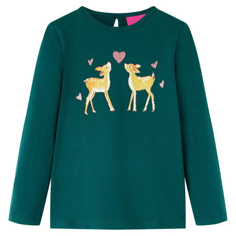 VidaXL Kindershirt mit langen Ärmeln 140 Dunkelgrün
