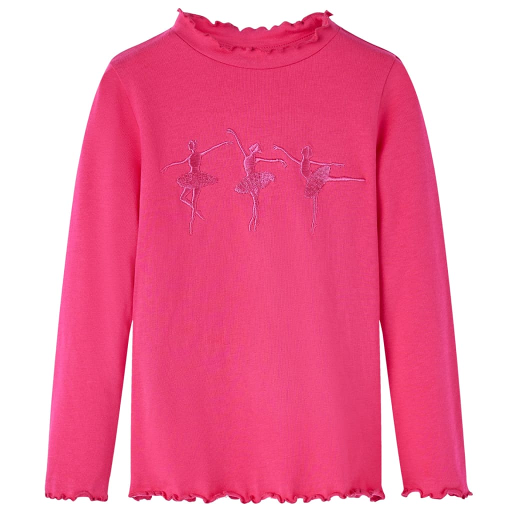 VidaXL Kindershirt mit langen Ärmeln 92 leuchtendes Rosa