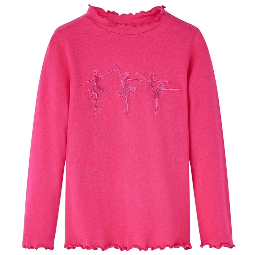 VidaXL Kindershirt mit langen Ärmeln 128 leuchtendes Rosa