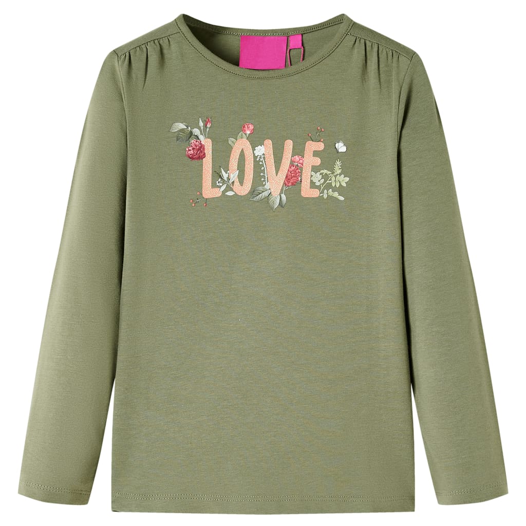 VidaXL Kindershirt mit langen Ärmeln 128 Khaki