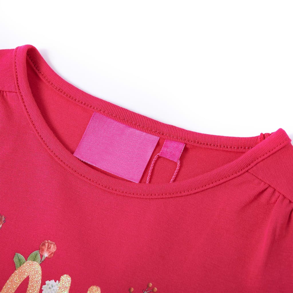 VidaXL Kindershirt mit langen Ärmeln 92 leuchtendes Rosa