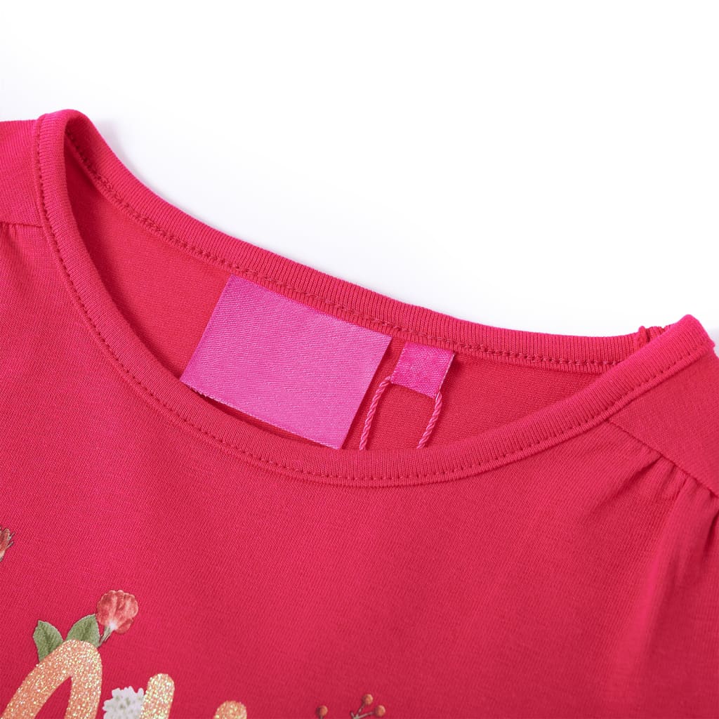 VidaXL Kindershirt mit langen Ärmeln 128 leuchtendes Rosa