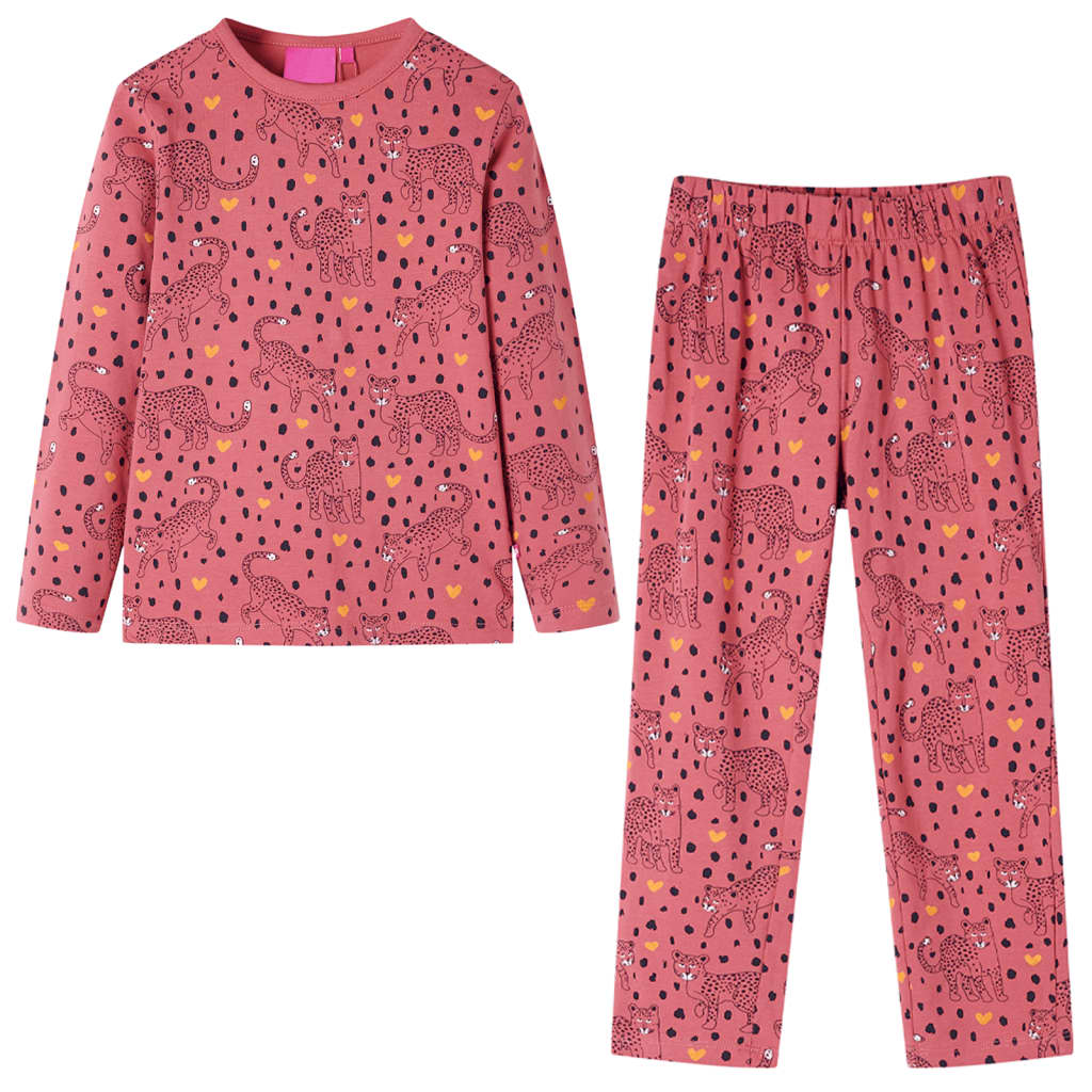 VidaXL Kinderpyjama mit langen Ärmeln 128 Altrosa