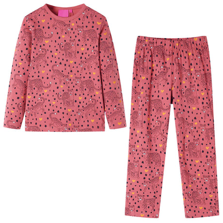 VidaXL Kinderpyjama mit langen Ärmeln 128 Altrosa