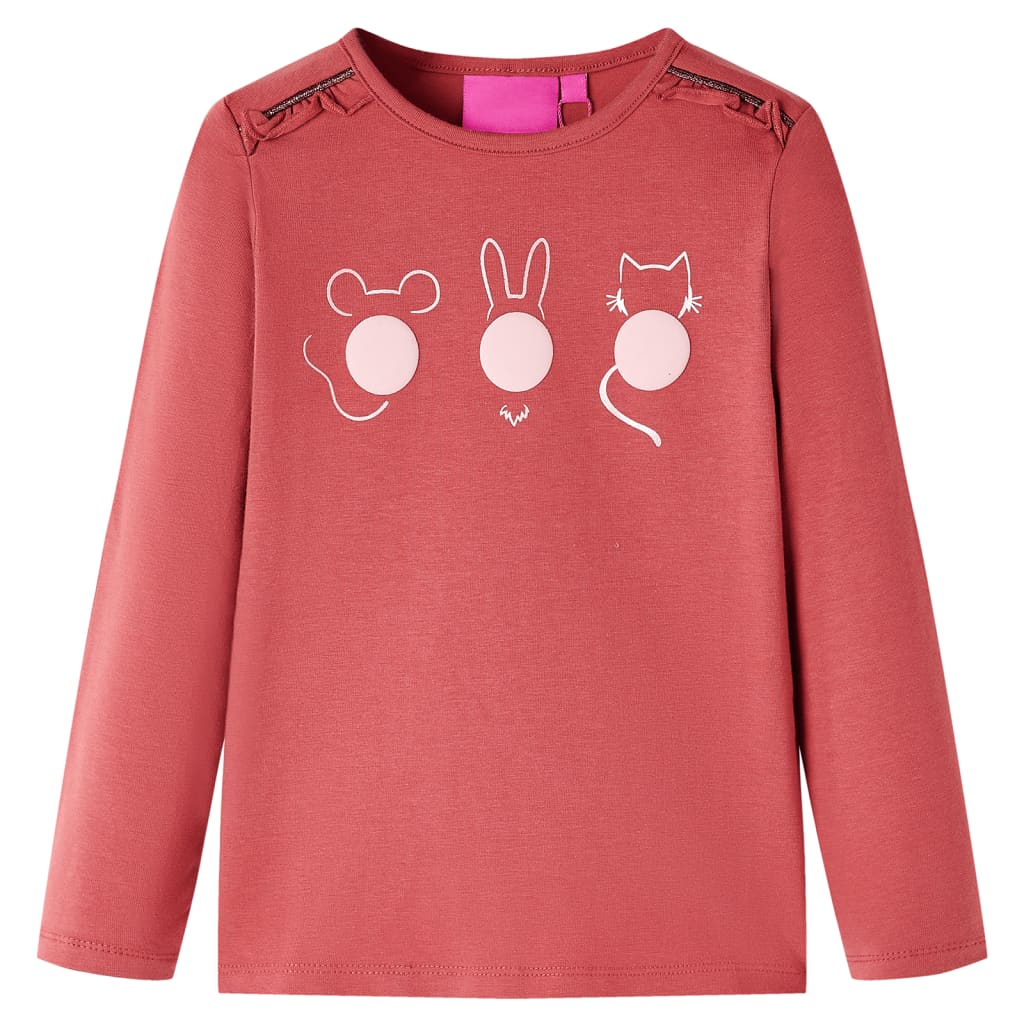 VidaXL Kindershirt mit langen Ärmeln 128 rosa braun