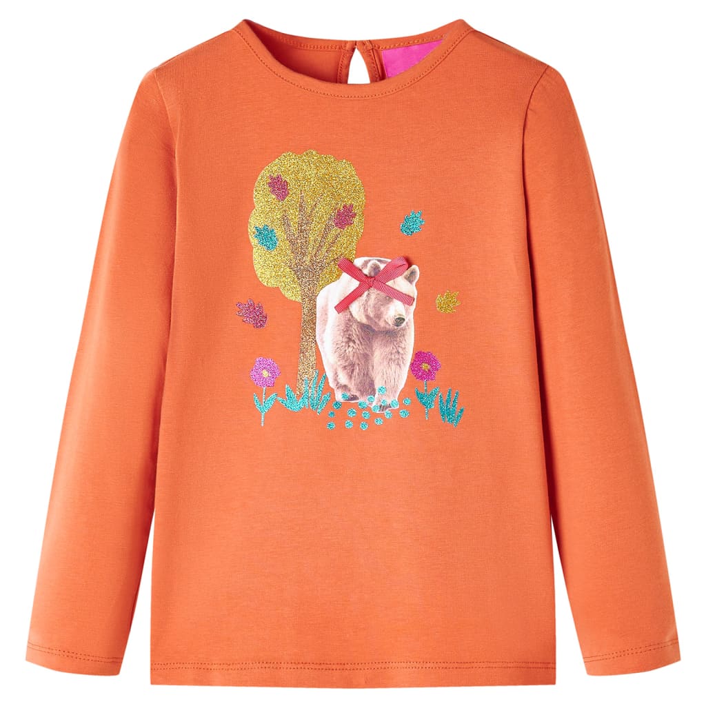 VidaXL Kindershirt mit langen Ärmeln 128 Orange-Braun