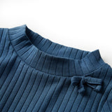 VidaXL Kinderhemd mit langen Ärmeln, gerippt 140, Marineblau