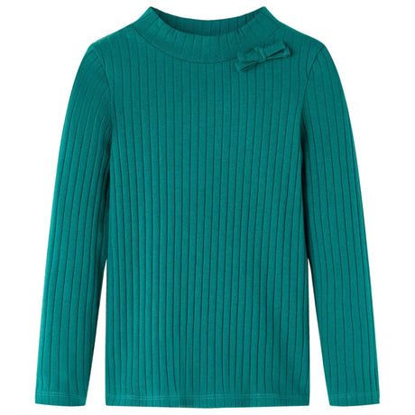 VidaXL Kindershirt mit langen Ärmeln gerippt 128 dunkelgrün