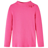 VidaXL Kindershirt mit langen Ärmeln, gerippt, 128, leuchtendes Rosa