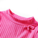 VidaXL Kindershirt mit langen Ärmeln, gerippt, 128, leuchtendes Rosa