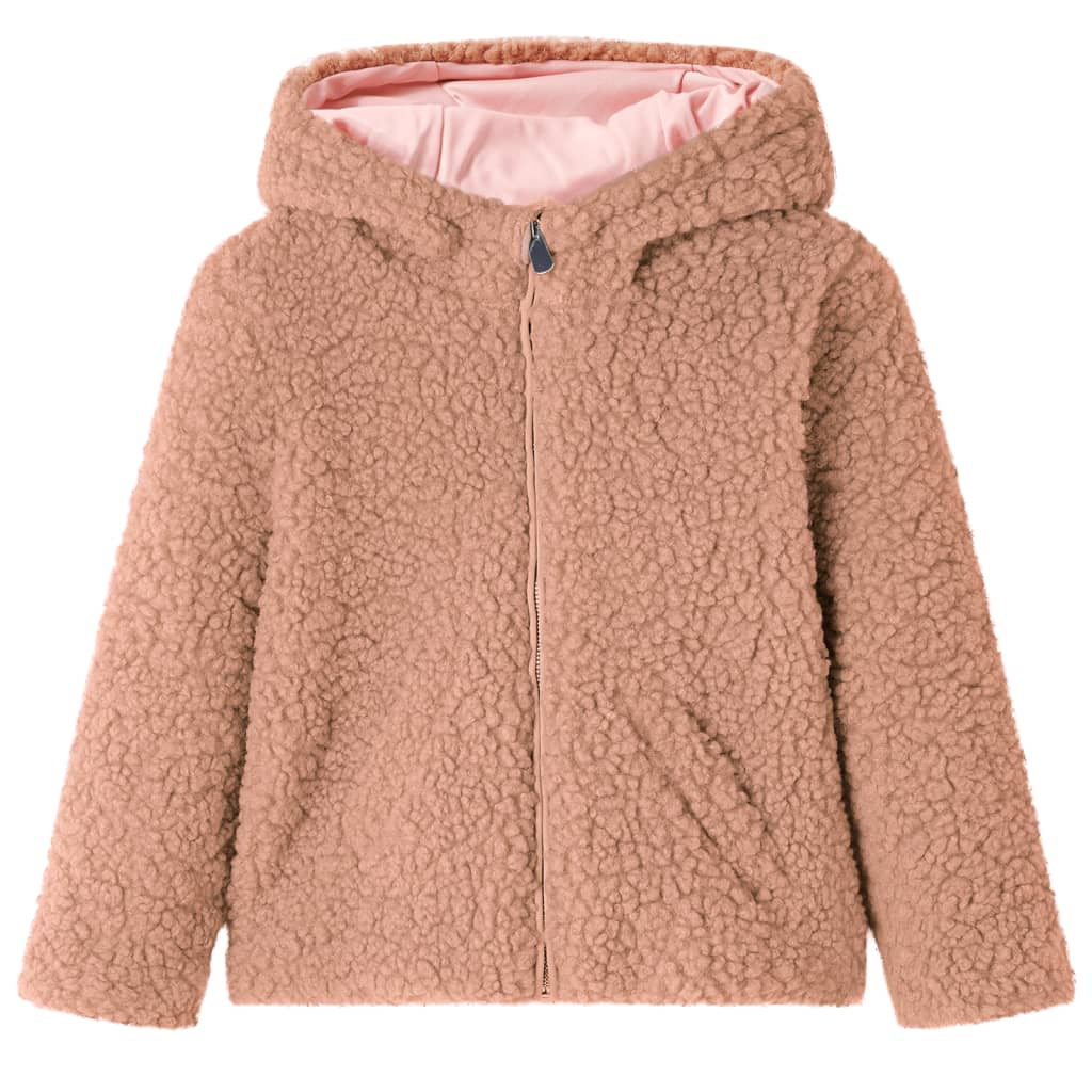 VidaXL Kindermantel mit Kapuze 140 Teddy-Kunstfell hellcognac