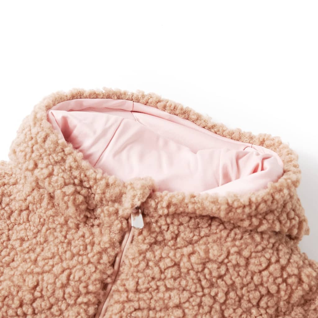 VidaXL Kindermantel mit Kapuze 140 Teddy-Kunstfell hellcognac