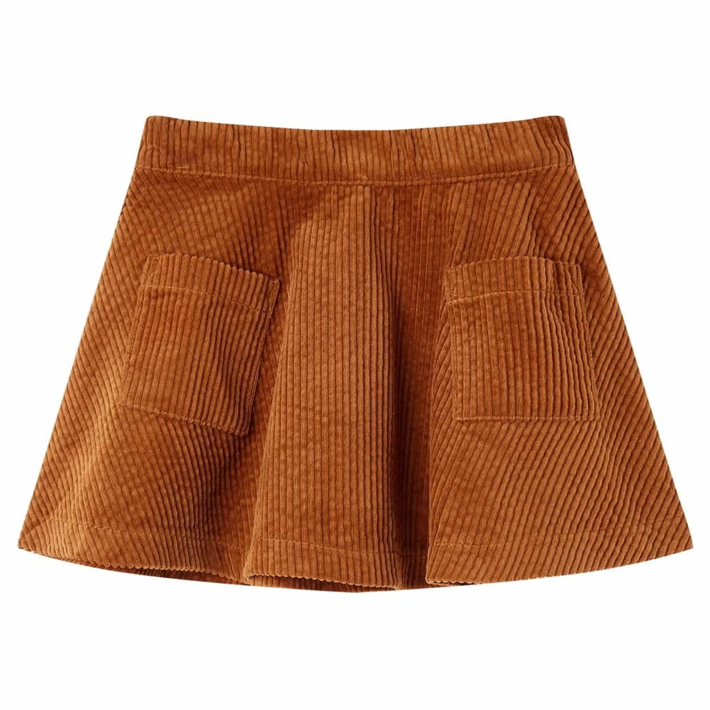 VidaXL Kinderrock mit Taschen Cord 128 cognacfarben
