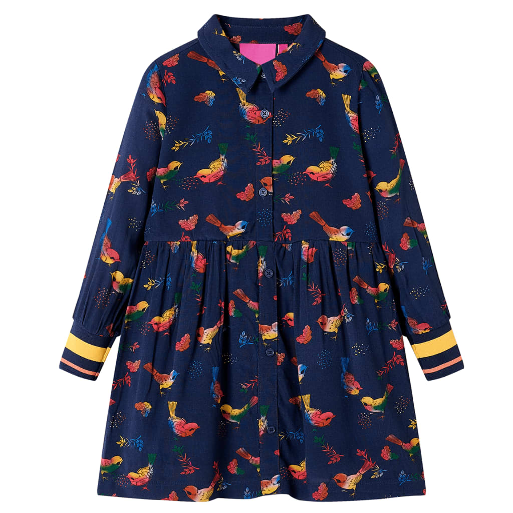 VidaXL Kinderkleid mit langen Ärmeln 116 Marineblau