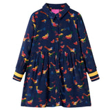 VidaXL Kinderkleid mit langen Ärmeln 128 Marineblau