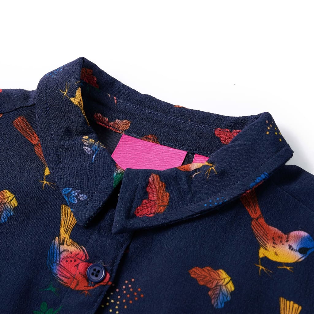 VidaXL Kinderkleid mit langen Ärmeln 128 Marineblau