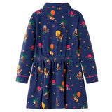 VidaXL Kinderkleid mit langen Ärmeln und Kordelzug 92 Marineblau