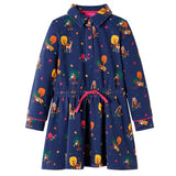 VidaXL Kinderkleid mit langen Ärmeln und Kordelzug 104 Marineblau