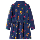 VidaXL Kinderkleid mit langen Ärmeln und Kordelzug 116 Marineblau