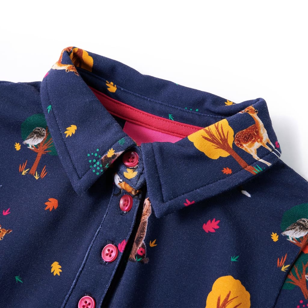 VidaXL Kinderkleid mit langen Ärmeln und Kordelzug 140 Marineblau